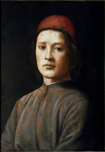 Egy vörös kalapos fiatalember portréja Fülöp-szigeteki Lippi festménye (1457-1504) 15. század Firenze, Galleria degli Uffizi (Irodák) alkotó: Filippino Lippi