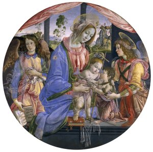 Madonna és gyermek a csecsemő Szent Jánossal és két angyallal, 1480-as évek közepe (tempera a panelen)