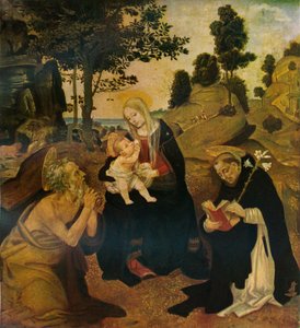 A Szűz és a Gyermek szentekkel, Jeromossal és Domonkossal, 1485, 1911 alkotó: Filippino Lippi