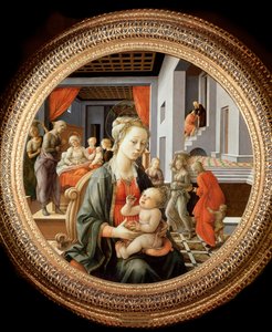 Szűz gyermekkel és Jelenetek Szent Anna életéből - olajtábla, 1450 körül