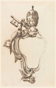 Rajz, Egy pápai címerpajzs, 1740-70 alkotó: Filippo Marchionni