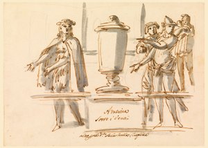 Rajz, Amerika allegóriája, Falconieri bíboros frascati szalonjának díszítése, 18-19. század alkotó: Filippo Marchionni