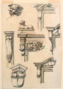 Rajz, építészeti tanulmányok, 1750-75 alkotó: Filippo Marchionni