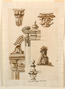 Rajz, építészeti tanulmányok, 1750-90 alkotó: Filippo Marchionni