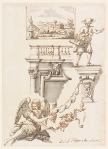 Rajz, építészet és figurális tanulmányok, 1750-90 alkotó: Filippo Marchionni