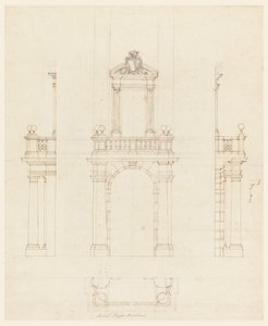 Rajz, ajtótok és ajtókeret, 1750-75 alkotó: Filippo Marchionni
