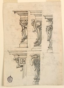 Rajz, Öt sarokmotívum, 1750 körül. alkotó: Filippo Marchionni