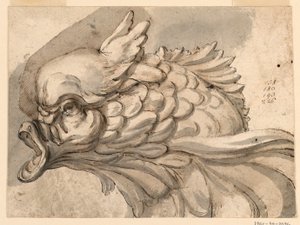 Rajz, delfinfej, 1775 körül alkotó: Filippo Marchionni