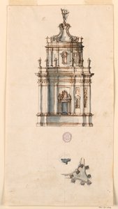 Rajz, Tabernákulum terv, 1750-1775 alkotó: Filippo Marchionni