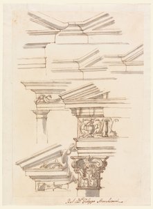 Rajz, Tanulmányok lábazathoz és oromzathoz, 1770 körül. alkotó: Filippo Marchionni