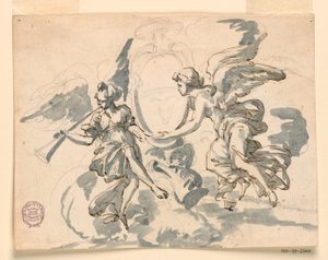Rajz, Egy prelátus címere, 1750 körül. alkotó: Filippo Marchionni
