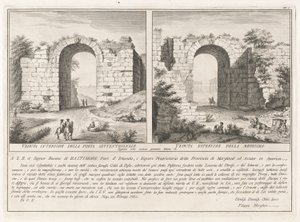 Dedikációs oldal, az Antichittől? di Pesto (Paestum régiségei) alkotó: Filippo Morghen