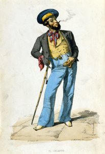 F. Palizzi guappo a „Nápolyi királyság jelmezei” után, De Bourcard alkotó: Filippo Palizzi