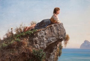 La fanciulla sulla roccia a Sorrento (A lány a sziklán Sorrentóban). 1871