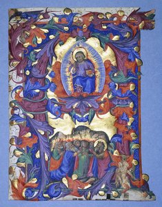 Egy nagy történeti "A" a Mennybemenetel ábrázolásával, 1450 körül