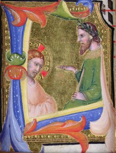 Krisztus Pilátus előtt, a historizált L kezdőbetűvel, 1403-2005 körül (perselybe és arany)