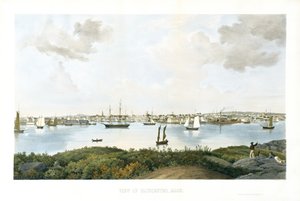 Kilátás Gloucesterre, Mass., c. 1856 (kromolitográfia) alkotó: Fitz Henry (attr.to) Lane
