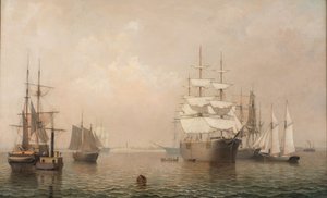 Merchantmen Off Boston Harbor, 1863
