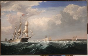 Vitorlás hajók a New England Coast partjainál, 1855 körül