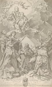 Bologna védőszentjei felfelé tekintve a felhőkben ülő Szűzre..., 1640-50.