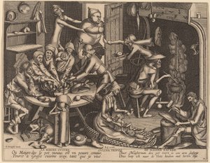 A vékony konyha alkotó: Flemish 17th Century, after Pieter van der Heyden, after Pieter Bruegel the Elder
