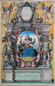 Antwerpen város allegóriája (színes metszet) alkotó: Flemish School
