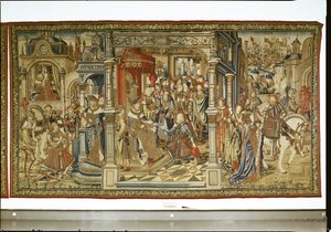 Dávid fia, Amnon és Absolon hadat üzennek egymásnak, Dávid és Betsabé kárpitja, 1510-1515 alkotó: Flemish School