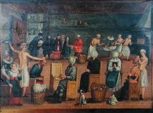 Lefejezés és fejcsere káposztával: fejek sütése és sminkelése (olaj, vászon) alkotó: Flemish School