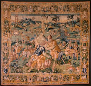 Flamand kárpit. Katonai tábor a Granikos folyó közelében. Oudenaarde műterme. 377x393 cm. Inv 83104-9 /00011. 17. század. alkotó: Flemish School