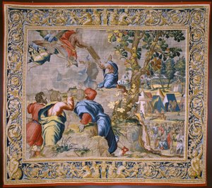 Flamand kárpit. Mózes története sorozat. Mózes a Sínai-hegyen. Atelier Joost van Herzele. 1550 körül. alkotó: Flemish School