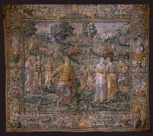 Flamand kárpit. Sorozat: Ábrahám története. Ábrahám hivatása (Ábrahám hivatása). 1575-1 körül alkotó: Flemish School