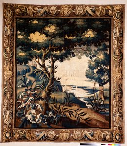 Flamand kárpit. Úgynevezett zöldellő. Oudenaarde gyártása. Magángyűjtemény. 17. század (?). alkotó: Flemish School