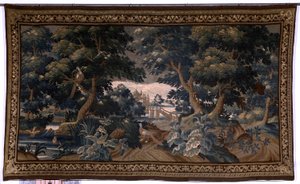 Flamand gobelin. Zöld szín. szerelmi jelenet. Oudenaarde. 17. század vége – 18. század eleje. A Sint-Walburgakerk Oudenaarde (Sint-Walburga esperes) templom tulajdona. Részlet alkotó: Flemish School