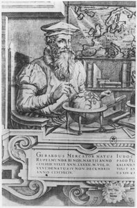 Gerard Mercator (1512-94) a Mercator és Hondius atlaszsorozatba való felvétel céljából. alkotó: Flemish School