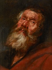 Fejvázlat egy apostolról (olaj, papír vászonra fektetve, tölgyfatáblára rakva) alkotó: Flemish School