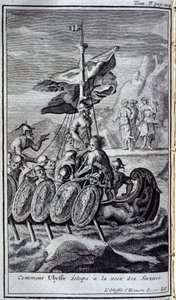 Hogyan menekült meg Ulysses a sziréna hangja elől. Illusztráció a Homérosz Odüsszeia XII. könyvéhez, az Odüsszeiában, 1731-ben Amszterdamban, Collection privee Milan. alkotó: Flemish School