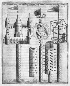 Hogyan készítsünk tűzijátékot, illusztráció a Tratado de Artilleria-ból, Diego Ufano, Brüsszel, 1613 alkotó: Flemish School