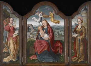 Madonna és gyermek, Szent Borbála és Szent Katalin, 1520 körül (olaj, tábla) alkotó: Flemish School