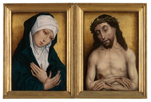 Mater Dolorosa és a bánat embere (olaj a panelen) alkotó: Flemish School