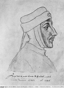 Ms 266 fol.54 II. Lajos flandriai, III. Lajos Artois és I. Lajos burgundiai nádor, akit Maléi Lajosként ismernek, a „The Recueil d