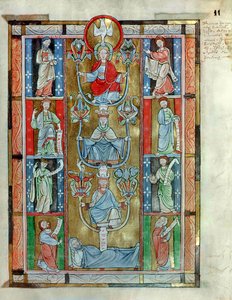 Ms 340 fol.11r The Tree of Jesse, a De Laudibus Sancte Crucisból, Rabanaus Maurus (780-856 körül) az Anchin apátságból alkotó: Flemish School