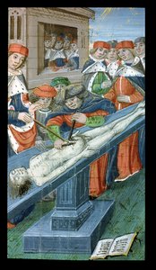 Ms Hunter 9 10r Dissection, De Medina Fen I. II, Avicenna (980-1037) alkotó: Flemish School