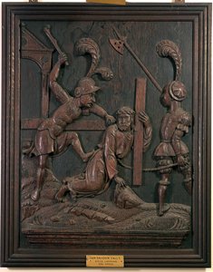 Megváltónk kereszthordozás közben leesik a kápolnából, 1520 körül (fa)