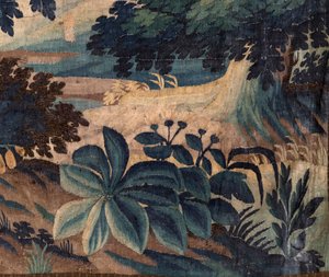 Plébániatemplom (Szent Walburga templom). Flamand kárpit "Verdure". Oudenaarde. 17. század vége – 18. század eleje. A Sint-Walburgakerk Oudenaarde templom tulajdona.