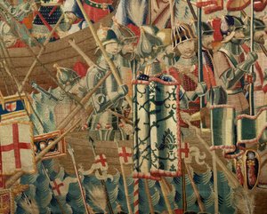 Plébániai gobelinmúzeum (Pastrana Parish Museum of Tapestries). Flamand kárpit. Leszállás Arzilában (Leszállás Arzilában, Desembarcóban és Arzilában). I. Alfonz portugál király hódításai sorozat (V. Alfonz portugál király hódításai). Verseny. Gyapjú alkotó: Flemish School