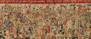Plébániai szőttesmúzeum (Parish Museum of Tapestries of Pastrana). Flamand kárpit. Take of Arcila (Take of Arcila, Assault of Arcila, De inname van Arzila). Sorozat I. Alfonz portugál király hódításai (V. Alfonz portugál hódításai). Tournai. alkotó: Flemish School