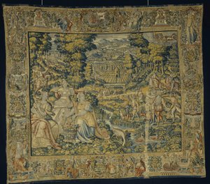 Plútó és Proserpina solymászattal, 1600 körül alkotó: Flemish School