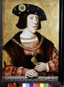 V. Károly (1500 - 1558), német császár portréja. 16. századi flamand iskola (olaj, vászon)