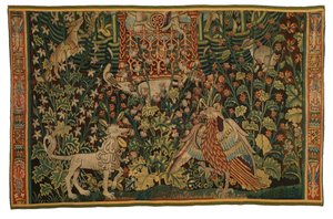 Gobelin, Park au Cerfs töredék, 1500-25 körül készült (gyapjú) alkotó: Flemish School