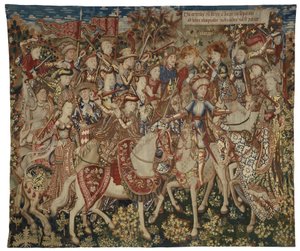 Gobelin Herkulest és társaival az Olümposz-hegyen, valószínűleg Tournaiban, 1465-70 körül (gyapjú és selyem) alkotó: Flemish School
